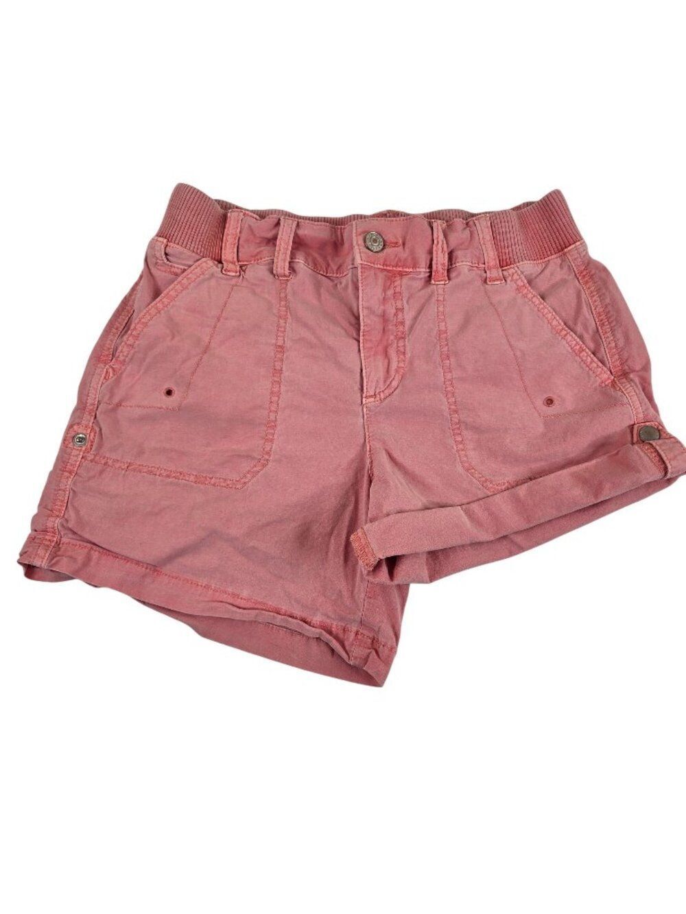American Eagle Womens Size 0 Pink Cargo Shorts Cotton Roll-Up Hem
